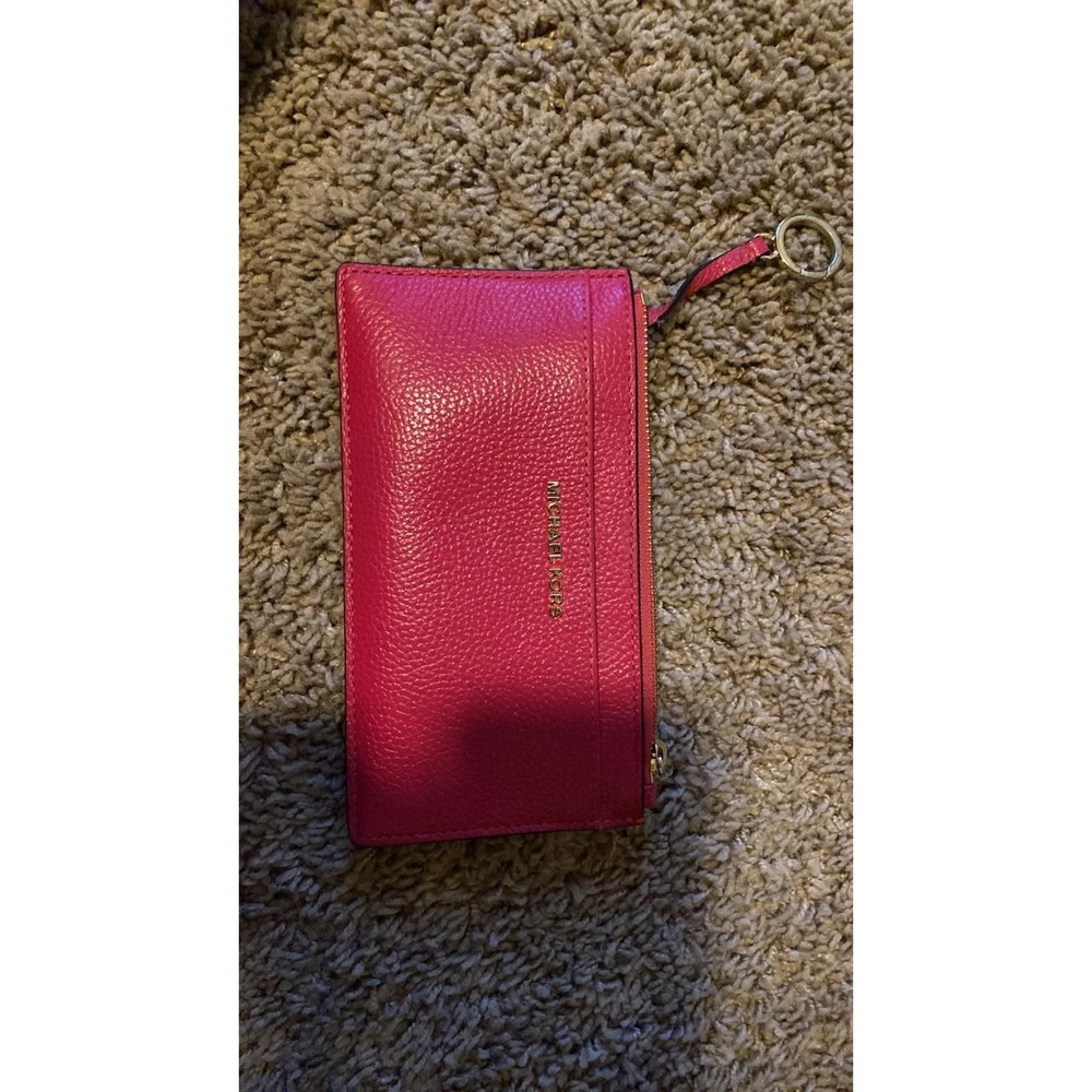 Michael Kors Pink Solid Logo Zip-Around Wallet w/ Zipper, Credit Card Slots